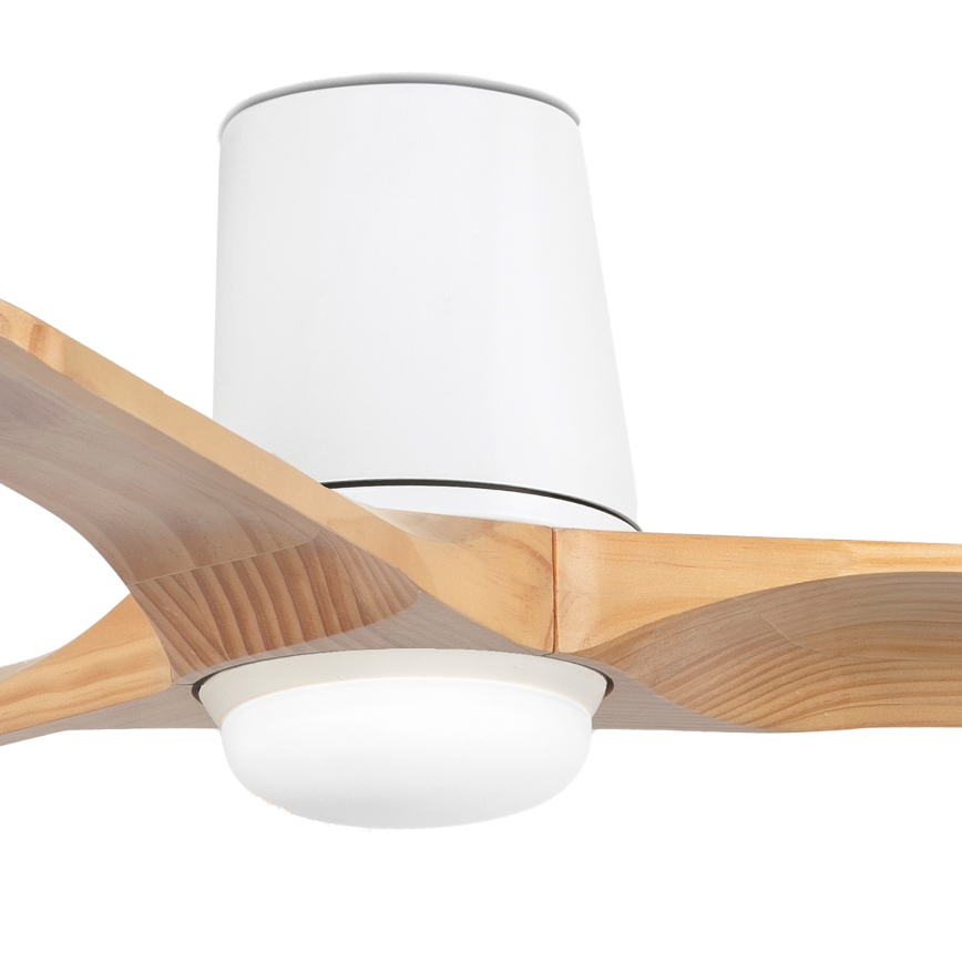 FARO 33836-1TW - LED loftventilator dæmpbar HEYWOOD TUB S LED/10W/230V 2700/4000/6000K fyrretræ/hvid diameter 90 cm + fjernbetjening