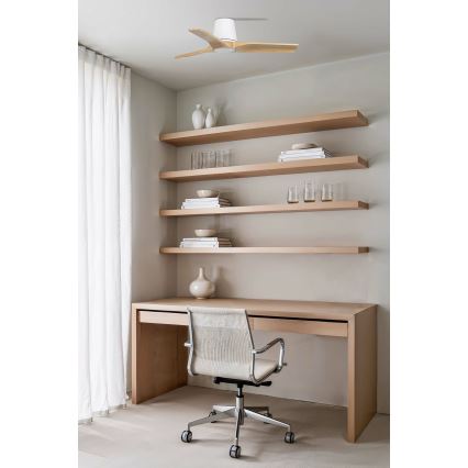 FARO 33836 - Loftventilator HEYWOOD TUB S fyrretræ/hvid diameter 90 cm + fjernbetjening