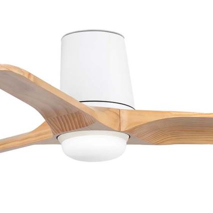 FARO 33836WT-1TW - LED loftventilator dæmpbar HEYWOOD TUB S LED/10W/230V 2700/4000/6000K fyrretræ/hvid diameter 90 cm Wi-Fi Tuya + fjernbetjening