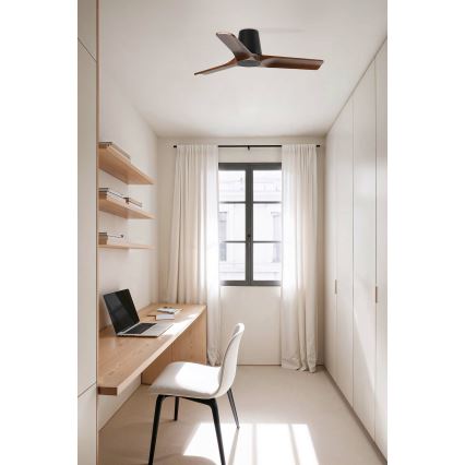 FARO 33837 - Loftventilator HEYWOOD TUB S fyrretræ/sort diameter 90 cm + fjernbetjening