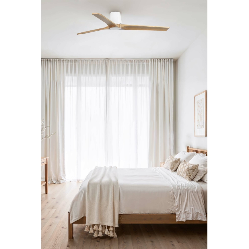 FARO 33838 - Loftventilator HEYWOOD TUB L fyrretræ/hvid diameter 132 cm + fjernbetjening