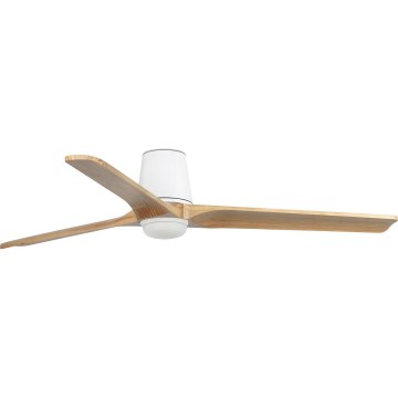 FARO 33838WT-1TW - LED loftventilator dæmpbar HEYWOOD TUB L LED/10W/230V 2700/4000/6000K fyrretræ/hvid diameter 132 cm Wi-Fi Tuya + fjernbetjening