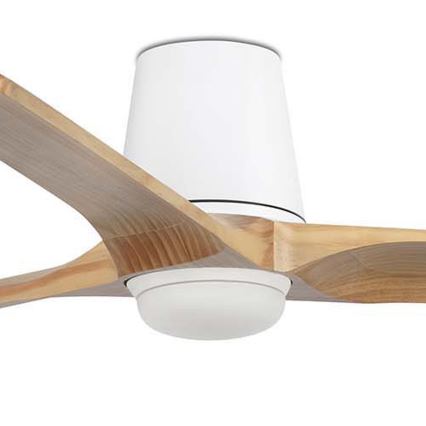 FARO 33838WT-1TW - LED loftventilator dæmpbar HEYWOOD TUB L LED/10W/230V 2700/4000/6000K fyrretræ/hvid diameter 132 cm Wi-Fi Tuya + fjernbetjening