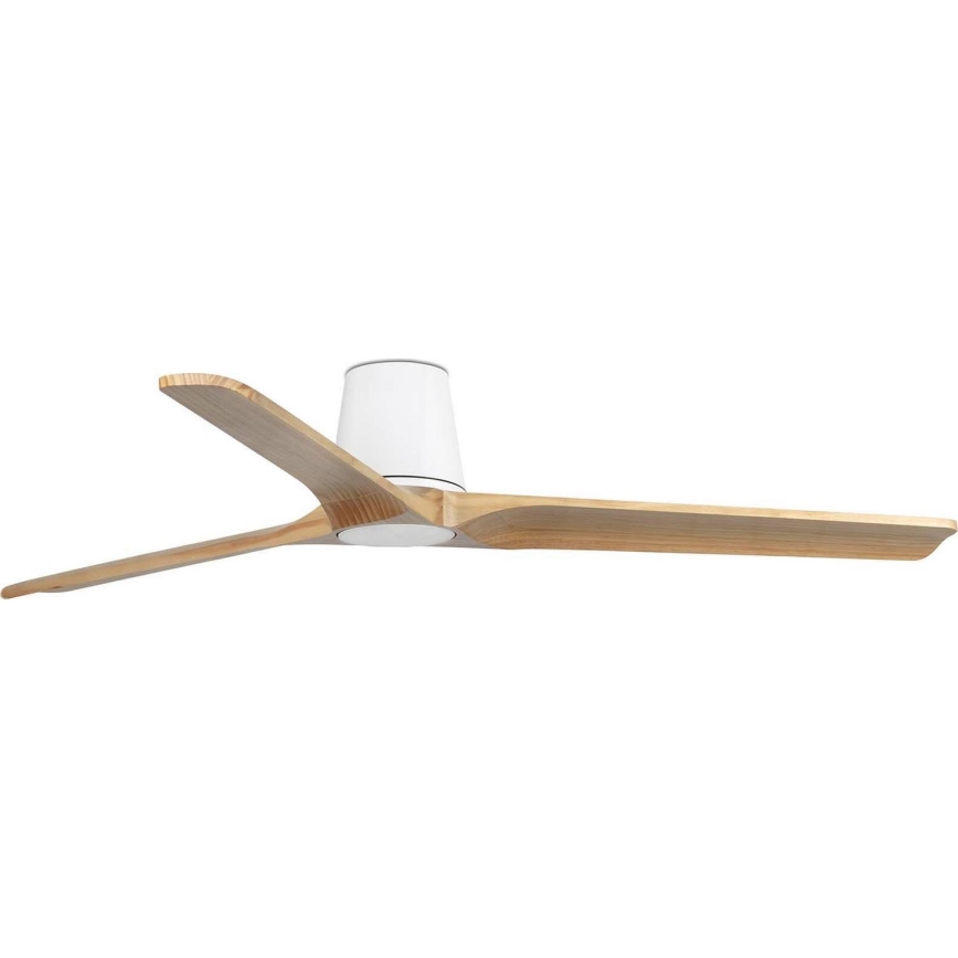 FARO 33838WT - Loftventilator HEYWOOD TUB L fyrretræ/hvid diameter 132 cm Wi-Fi Tuya + fjernbetjening