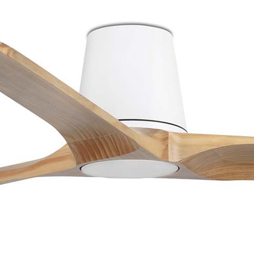 FARO 33838WT - Loftventilator HEYWOOD TUB L fyrretræ/hvid diameter 132 cm Wi-Fi Tuya + fjernbetjening