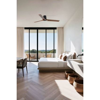 FARO 33839 - Loftventilator HEYWOOD TUB L fyrretræ/sort Ø 132 cm + fjernbetjening