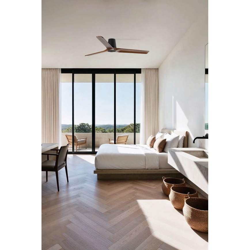 FARO 33839 - Loftventilator HEYWOOD TUB L fyrretræ/sort Ø 132 cm + fjernbetjening