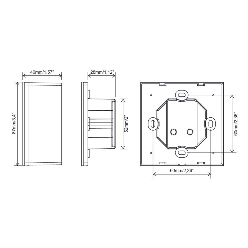 FARO 33988 - Vægmonteret berøringsbetjening til loftventilatorer, 230 V, sort