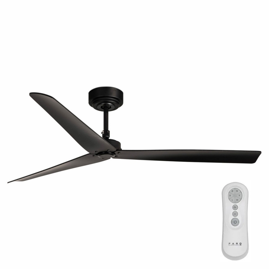 FARO 34100 - Loftventilator MILOS sort + fjernbetjening
