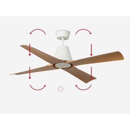 FARO 34105 - Loftventilator TYPHOON M brun/hvid IP44 + fjernbetjening