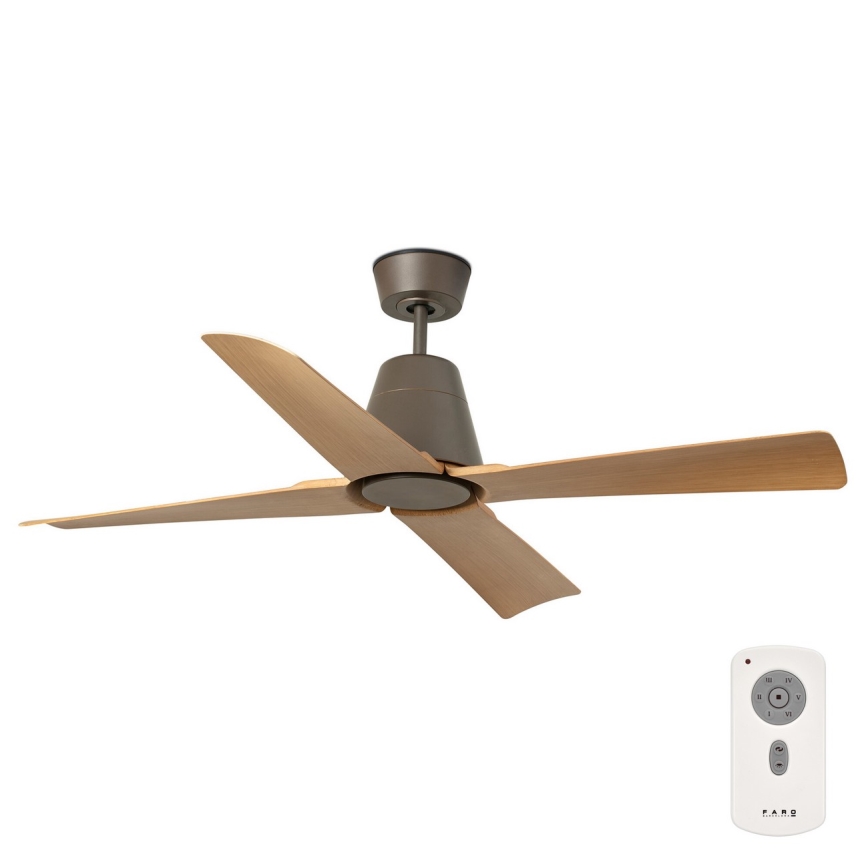 FARO 34106 - Loftventilator TYPHOON M brun diam. 130 cm IP44 + fjernbetjening