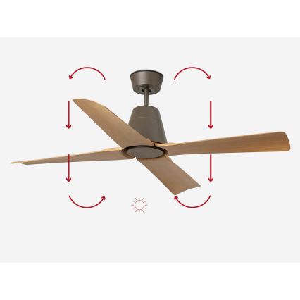 FARO 34106 - Loftventilator TYPHOON M brun diam. 130 cm IP44 + fjernbetjening