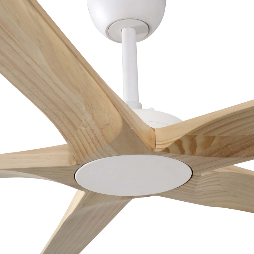 FARO 34191WT - Loftventilator BIGWOOD XL fyrretræ/hvid diameter 200 cm Wi-Fi Tuya + fjernbetjening
