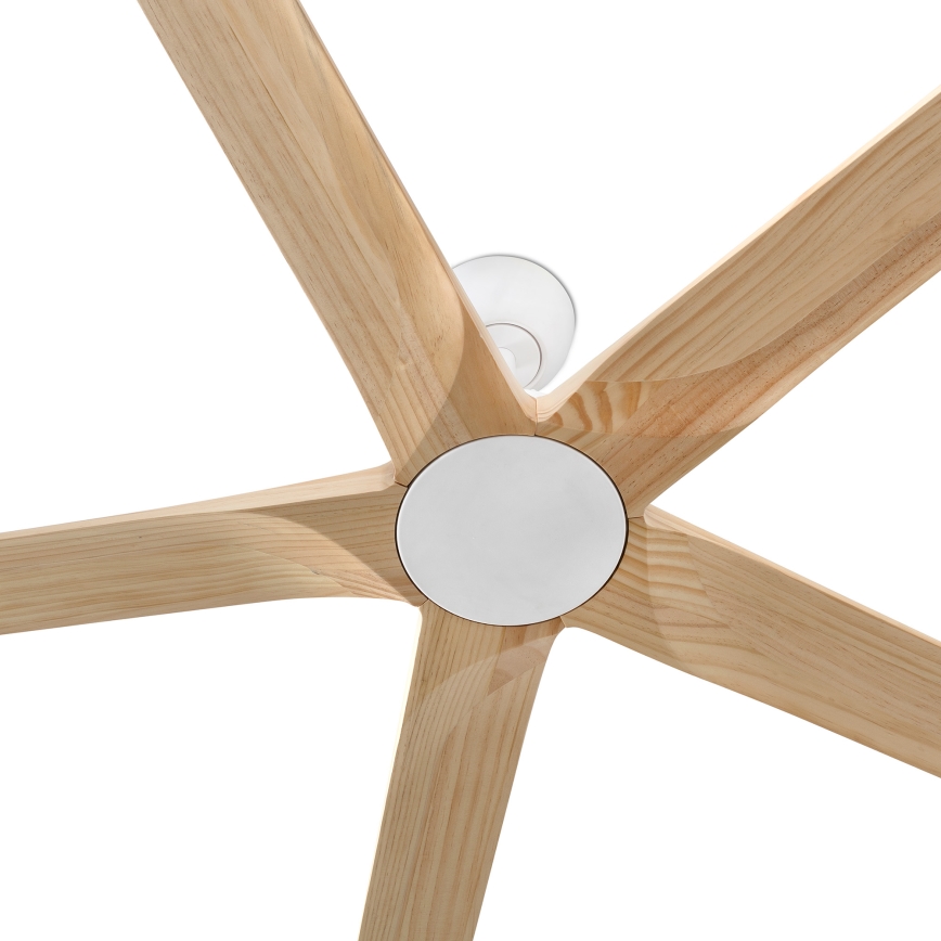 FARO 34191WT - Loftventilator BIGWOOD XL fyrretræ/hvid diameter 200 cm Wi-Fi Tuya + fjernbetjening