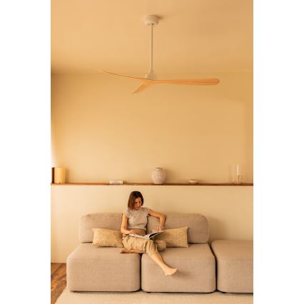FARO 34195WT - Loftsventilator ROCKER M Ø 132 cm beige/hvid Wi-Fi Tuya + fjernbetjening
