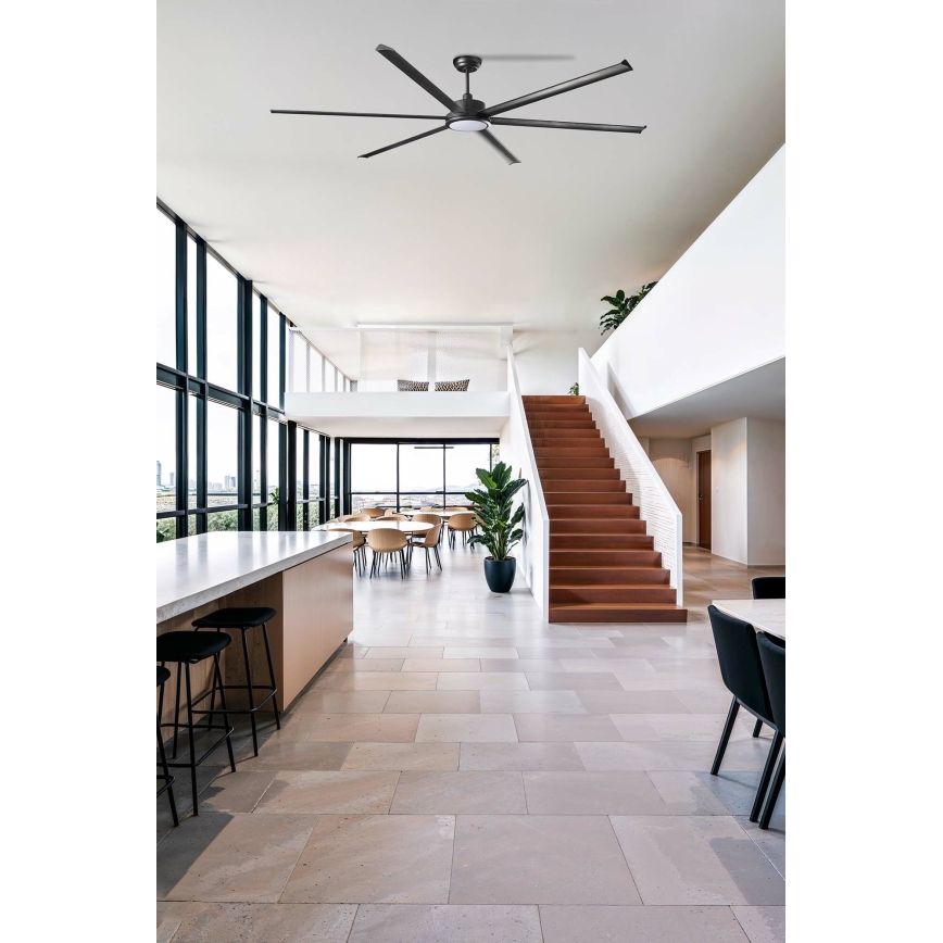 FARO 34207-130 - LED loftventilator dæmpbar ROTTERDAM XXL LED/32W/230V sort diameter 250 cm + fjernbetjening