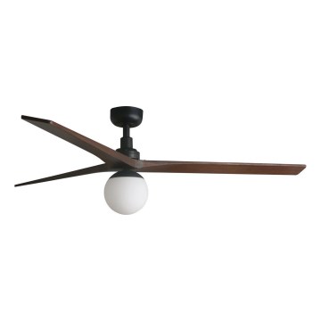 FARO 34276WT-11L - Loftventilator KLIM L 1xE27/15W/230V træ/sort diameter 150 cm Wi-Fi Tuya + fjernbetjening