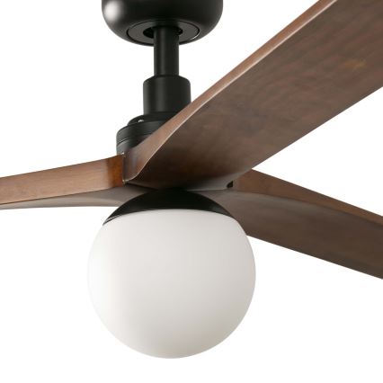 FARO 34276WT-11L - Loftventilator KLIM L 1xE27/15W/230V træ/sort diameter 150 cm Wi-Fi Tuya + fjernbetjening