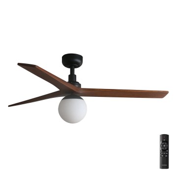FARO 34277-11L - Loftventilator KLIM M 1xE27/15W/230V træ/sort diameter 125 cm + fjernbetjening