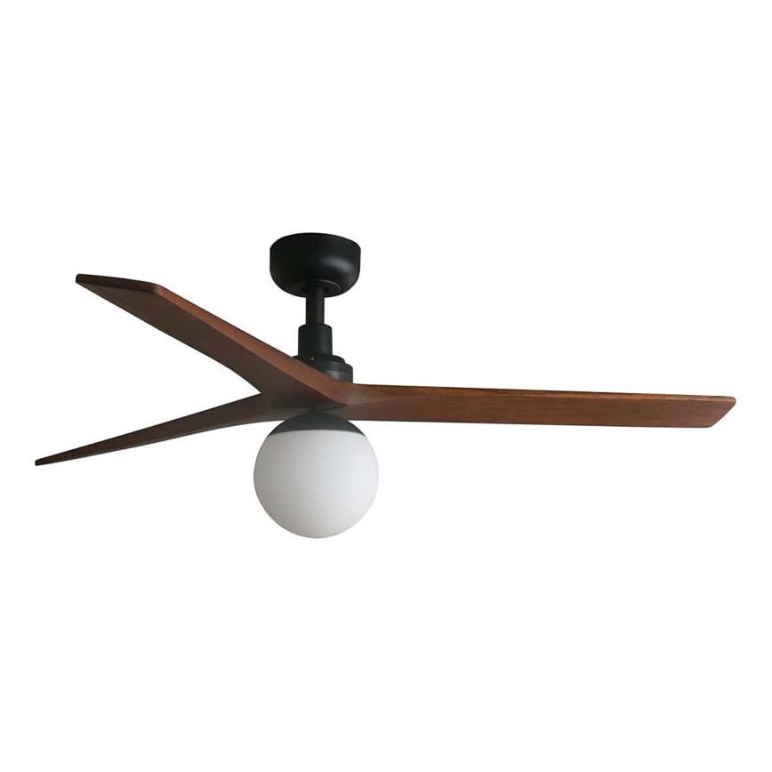 FARO 34277WT-11L - Loftventilator KLIM M 1xE27/15W/230V træ/sort diameter 125 cm Wi-Fi Tuya + fjernbetjening