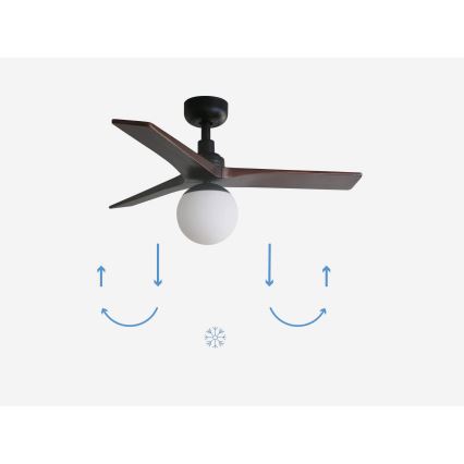 FARO 34278-11L - Loftventilator KLIM S 1xE27/15W/230V træ/sort diameter 92,5 cm + fjernbetjening