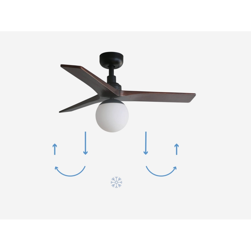 FARO 34278-11L - Loftventilator KLIM S 1xE27/15W/230V træ/sort diameter 92,5 cm + fjernbetjening