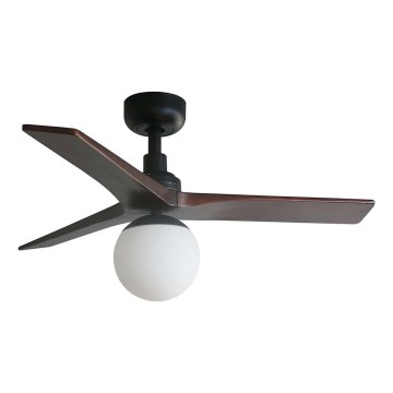 FARO 34278WT-11L - Loftventilator KLIM S 1xE27/15W/230V træ/sort diameter 92,5 cm Wi-Fi Tuya + fjernbetjening