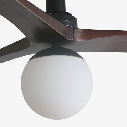 FARO 34278WT-11L - Loftventilator KLIM S 1xE27/15W/230V valnød/sort diameter 92,5 cm Wi-Fi Tuya + fjernbetjening