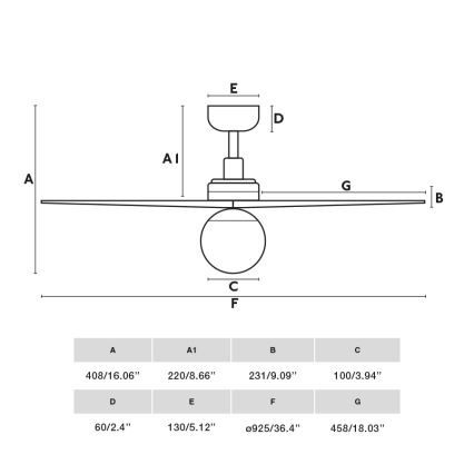 FARO 34278WT-11L - Loftventilator KLIM S 1xE27/15W/230V valnød/sort diameter 92,5 cm Wi-Fi Tuya + fjernbetjening