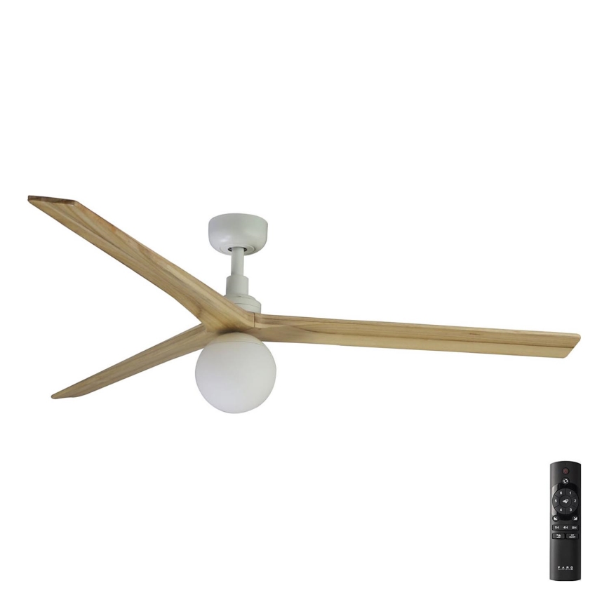 FARO 34279-11L - Loftventilator KLIM L 1xE27/15W/230V eg/hvid diameter 150 cm + fjernbetjening