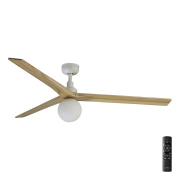 FARO 34279-11L - Loftventilator KLIM L 1xE27/15W/230V træ/hvid diameter 150 cm + fjernbetjening