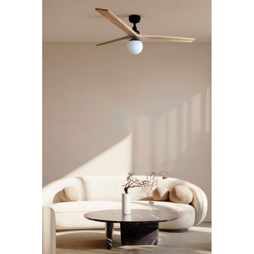FARO 34279WT-11L - Loftventilator KLIM L 1xE27/15W/230V træ/hvid diameter 150 cm Wi-Fi Tuya + fjernbetjening