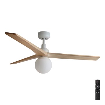 FARO 34280-11L - Loftventilator KLIM M 1xE27/15W/230V træ/hvid diameter 125 cm + fjernbetjening