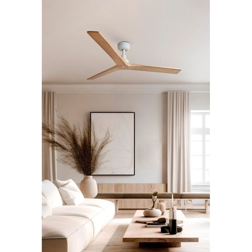 FARO 34280 - Loftventilator KLIM M brun/hvid diameter 125 cm + fjernbetjening