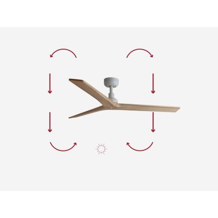 FARO 34280 - Loftventilator KLIM M brun/hvid diameter 125 cm + fjernbetjening