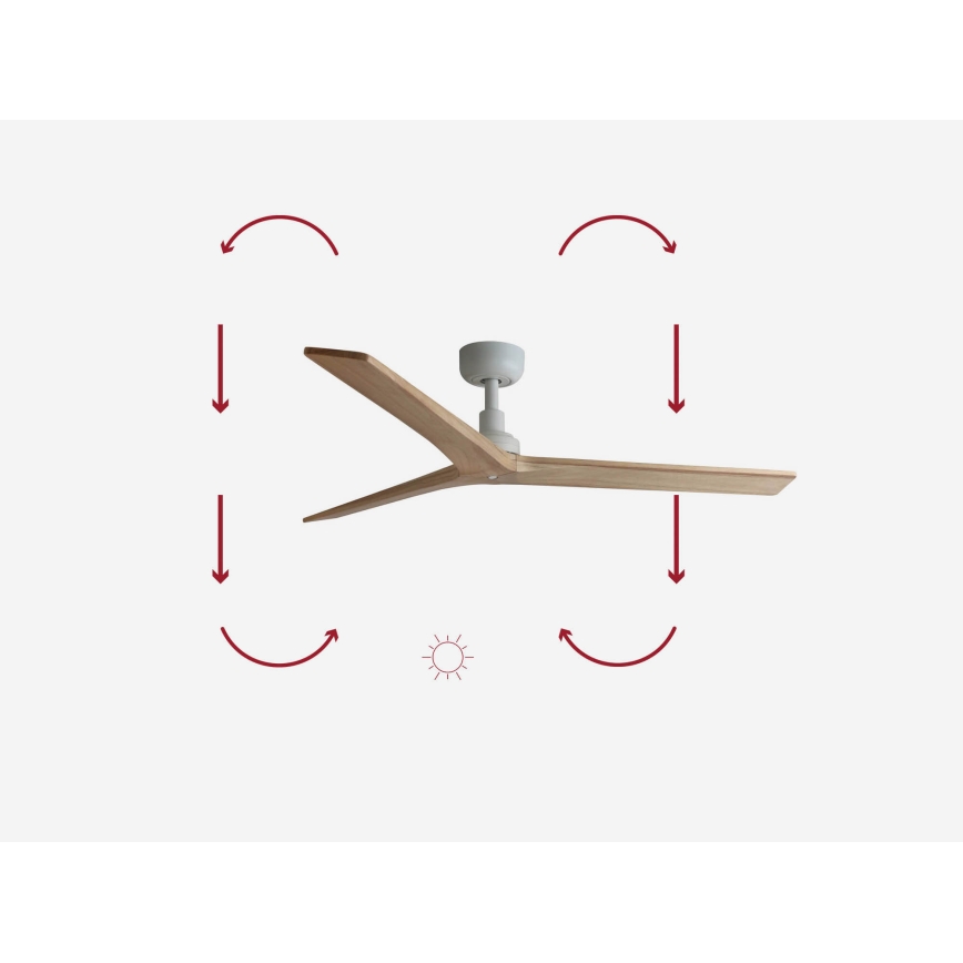 FARO 34280 - Loftventilator KLIM M brun/hvid diameter 125 cm + fjernbetjening