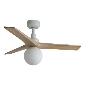 FARO 34281WT-11L - Loftventilator KLIM S 1xE27/15W/230V træ/hvid diameter 92,5 cm Wi-Fi Tuya + fjernbetjening