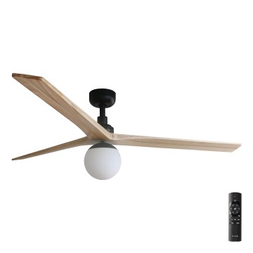 FARO 34282-11L - Loftventilator KLIM L 1xE27/15W/230V træ/sort diameter 150 cm + fjernbetjening