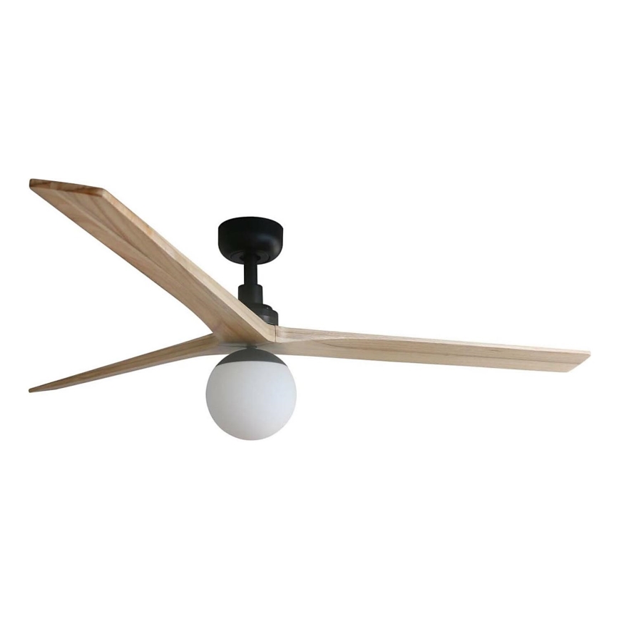 FARO 34282WT-11L - Loftventilator KLIM L 1xE27/15W/230V træ/sort diameter 150 cm Wi-Fi Tuya + fjernbetjening