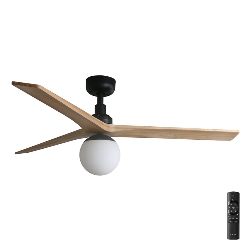 FARO 34283-11L - Loftventilator KLIM M 1xE27/15W/230V træ/sort diameter 125 cm + fjernbetjening