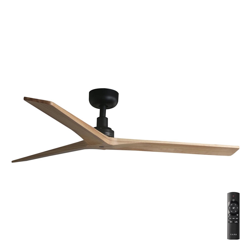 FARO 34283 - Loftventilator KLIM M fyrretræ/sort diameter 125 cm + fjernbetjening