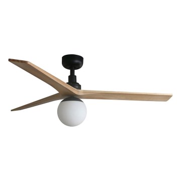 FARO 34283WT-11L - Loftventilator KLIM M 1xE27/15W/230V træ/sort diameter 125 cm Wi-Fi Tuya + fjernbetjening