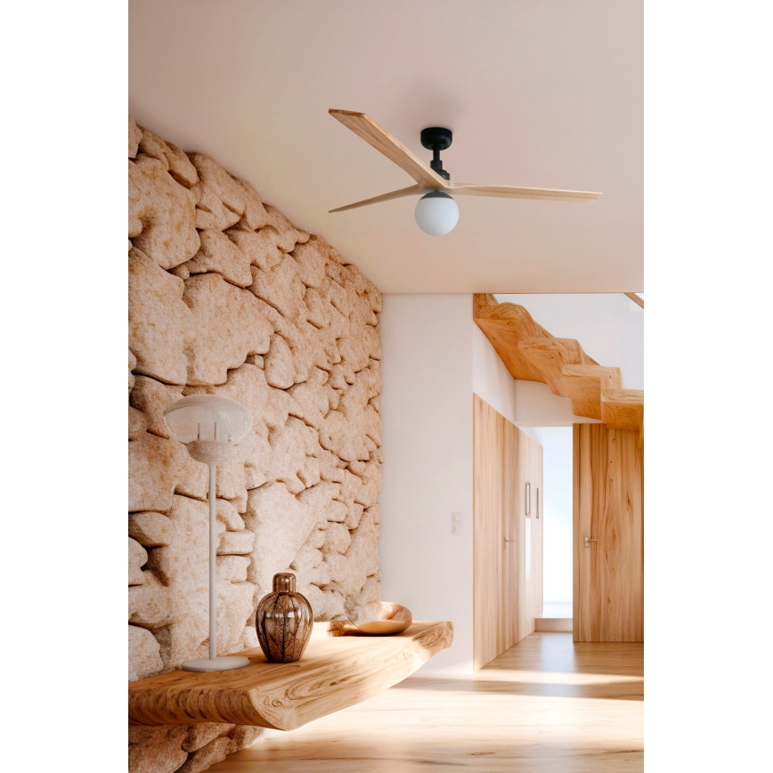 FARO 34283WT-11L - Loftventilator KLIM M 1xE27/15W/230V træ/sort diameter 125 cm Wi-Fi Tuya + fjernbetjening