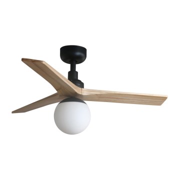 FARO 34284-11L - Loftventilator KLIM S 1xE27/15W/230V træ/sort diameter 92,5 cm + fjernbetjening