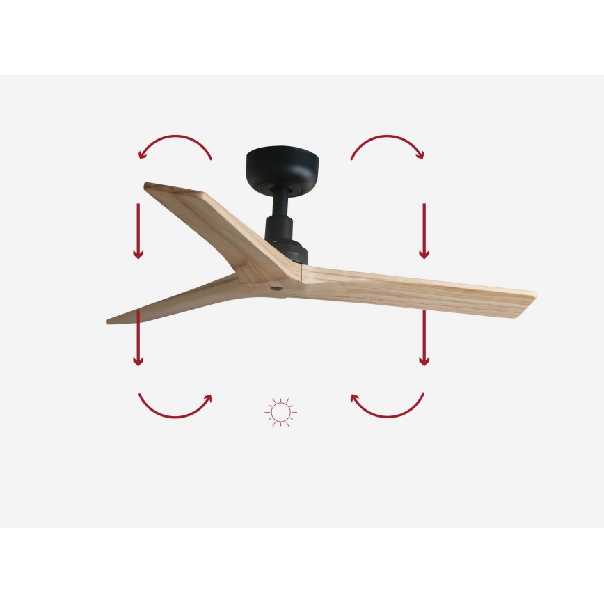 FARO 34284 - Loftventilator KLIM S brun/sort diameter 92,5 cm + fjernbetjening