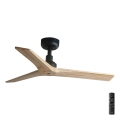 FARO 34284 - Loftventilator KLIM S fyrretræ/sort diameter 92,5 cm + fjernbetjening