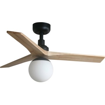 FARO 34284WT-11L - Loftventilator KLIM S 1xE27/15W/230V fyrretræ/sort diameter 92,5 cm Wi-Fi Tuya + fjernbetjening
