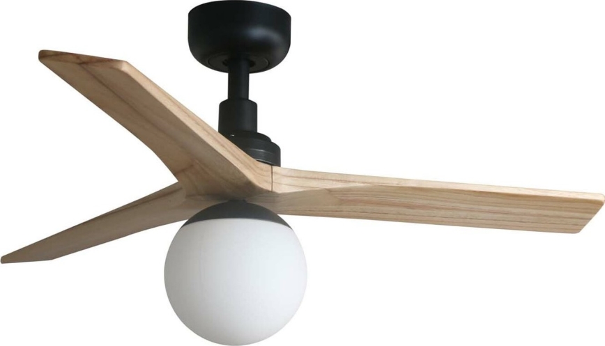 FARO 34284WT-11L - Loftventilator KLIM S 1xE27/15W/230V fyrretræ/sort diameter 92,5 cm Wi-Fi Tuya + fjernbetjening
