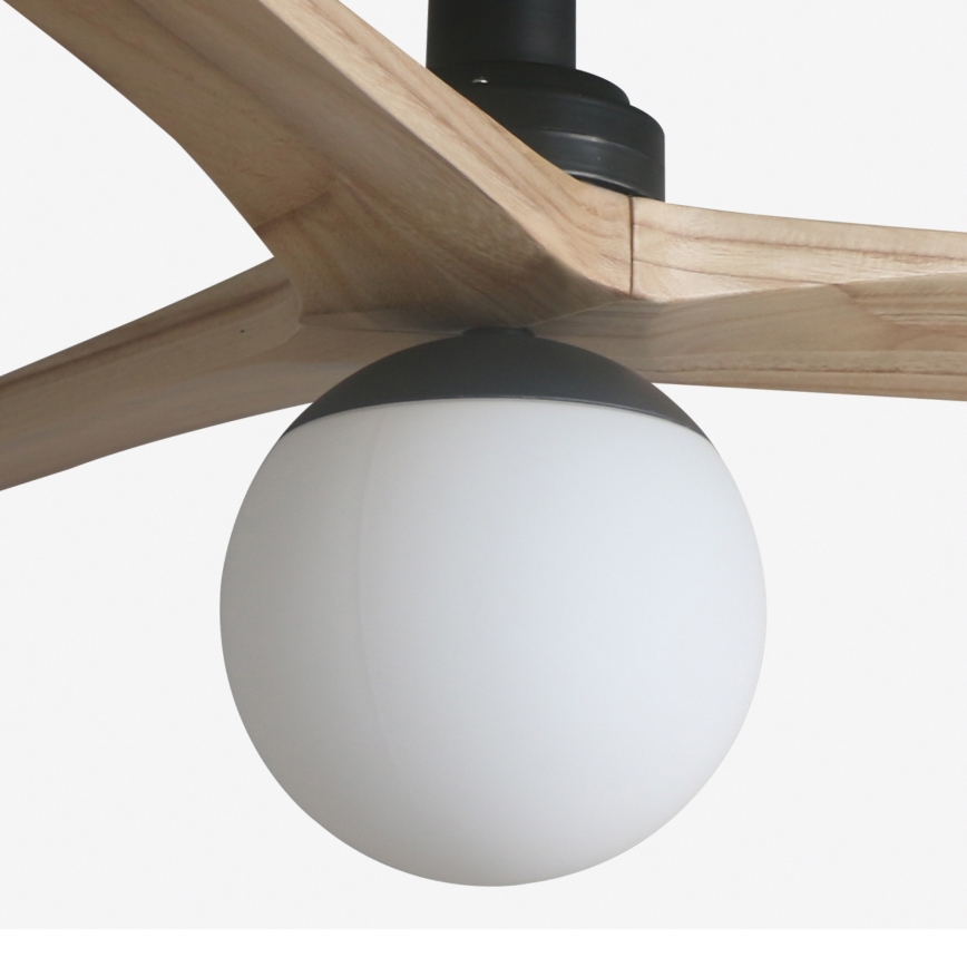 FARO 34284WT-11L - Loftventilator KLIM S 1xE27/15W/230V fyrretræ/sort diameter 92,5 cm Wi-Fi Tuya + fjernbetjening