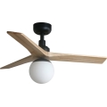 FARO 34284WT-11L - Loftventilator KLIM S 1xE27/15W/230V fyrretræ/sort Ø 92,5 cm Wi-Fi Tuya + fjernbetjening